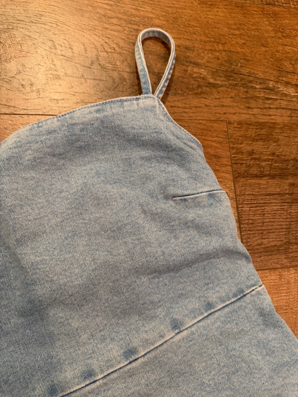 Zara Denim Mini Dress with Spaghetti Straps - Picture 5 of 7